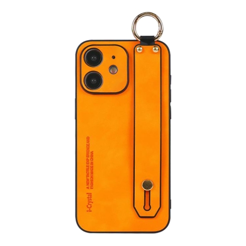 

For iPhone 12 Lambskin Wristband Holder Phone Case(Orange)