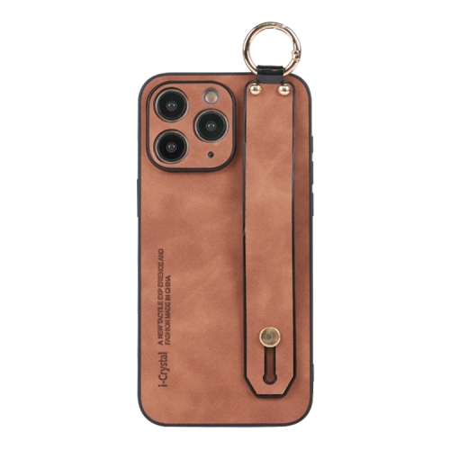 

For iPhone 11 Pro Max Lambskin Wristband Holder Phone Case(Khaki)