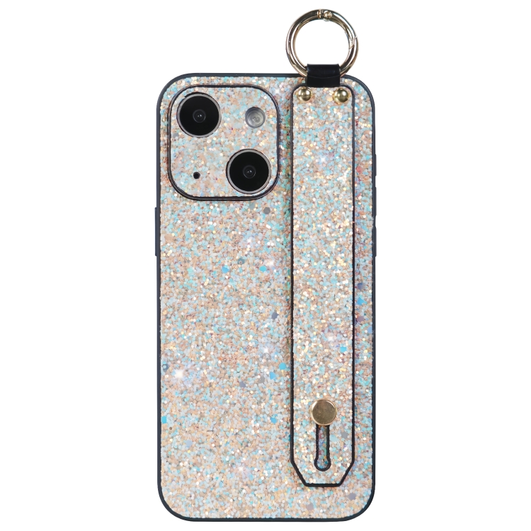 

For iPhone 14 Flash Diamond Wristband Holder Phone Case(Flash Gold)