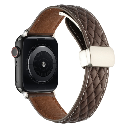 Apple Watch Series 3 42mm 菱形パターン磁気折りたたみバックルレザー ...