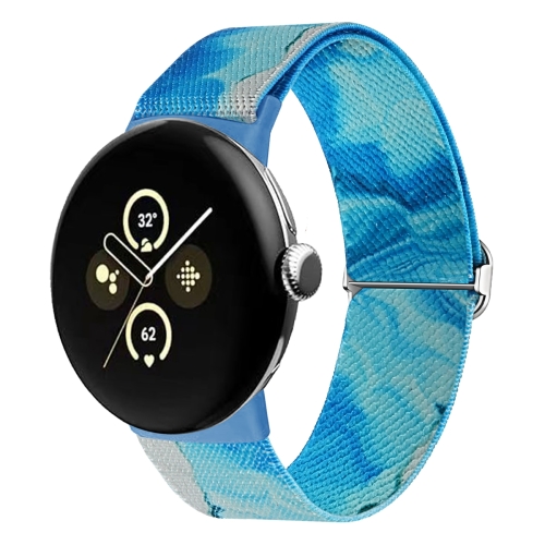 For Google Pixel Watch 2 / Pixel Watch Painted Colorful Nylon Watch Band(Ocean Blue) for samsung galaxy watch 4 watch 5 20mm nylon braided metal buckle watch band gray