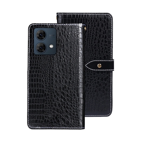 

For Motorola Moto G84 5G idewei Crocodile Texture Leather Phone Case(Black)