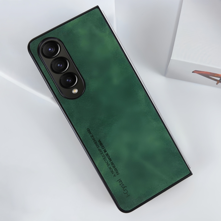 

For Samsung Galaxy Z Fold3 5G i.Crystal Lambskin Folding Phone Case(Green)