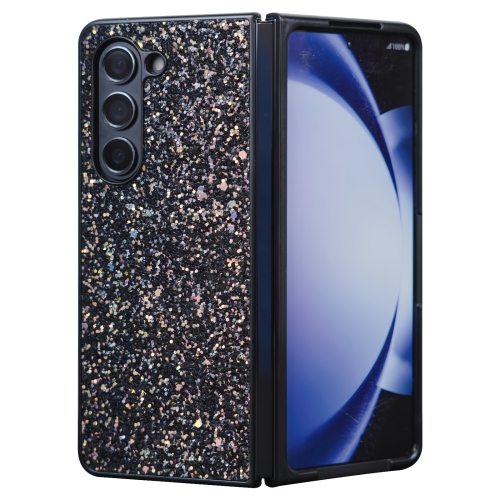 For Samsung Galaxy Z Fold5 Flash Diamond Folding Phone Case(Flash Black) for samsung galaxy z fold3 5g flash diamond folding phone case flash white