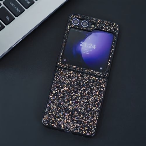 For Samsung Galaxy Z Flip5 Flash Diamond Folding Phone Case(Flash Black)