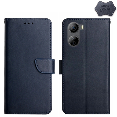 

For ZTE Libero 5G IV HT02 Genuine Leather Fingerprint-proof Flip Phone Case(Blue)