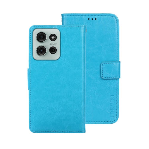 

For Motorola Moto G75 5G idewei Crazy Horse Texture Leather Phone Case(Sky Blue)