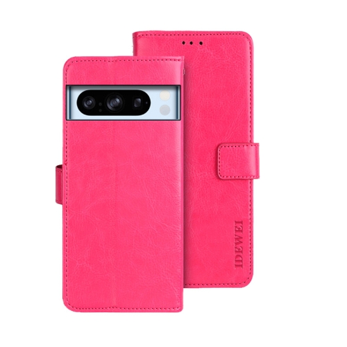 

For Google Pixel 8 Pro idewei Crazy Horse Texture Leather Phone Case(Rose Red)