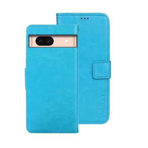 

For Google Pixel 8a idewei Crazy Horse Texture Leather Phone Case(Sky Blue)