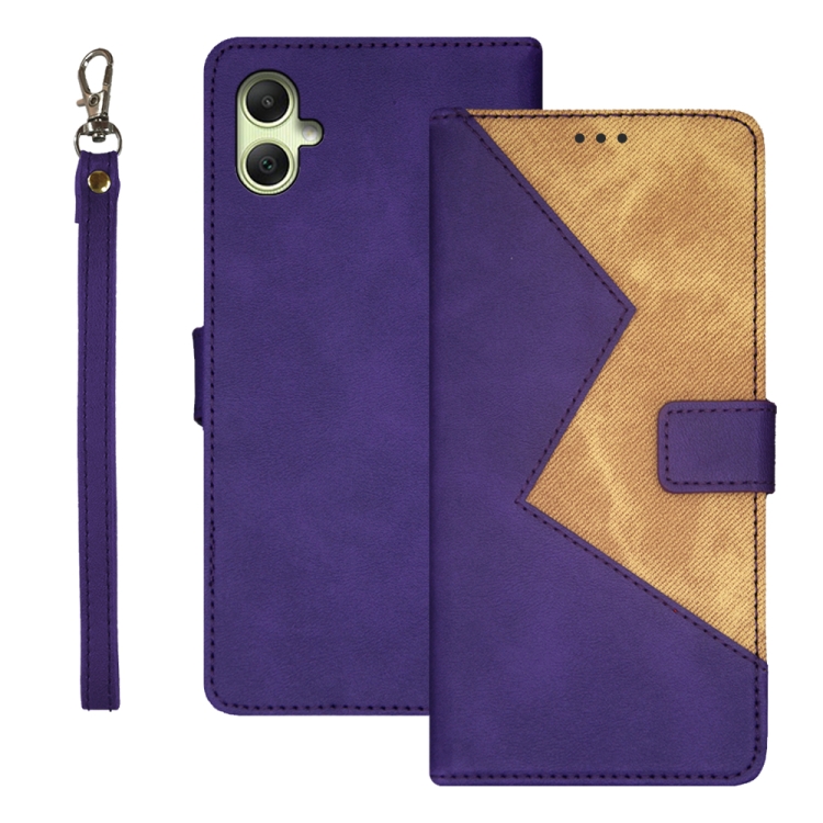 

For Samsung Galaxy A05 idewei Two-color Splicing Leather Phone Case(Purple)
