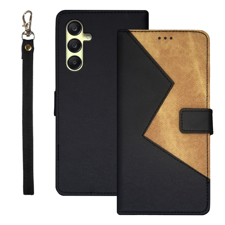 

For Samsung Galaxy A25 5G idewei Two-color Splicing Leather Phone Case(Black)