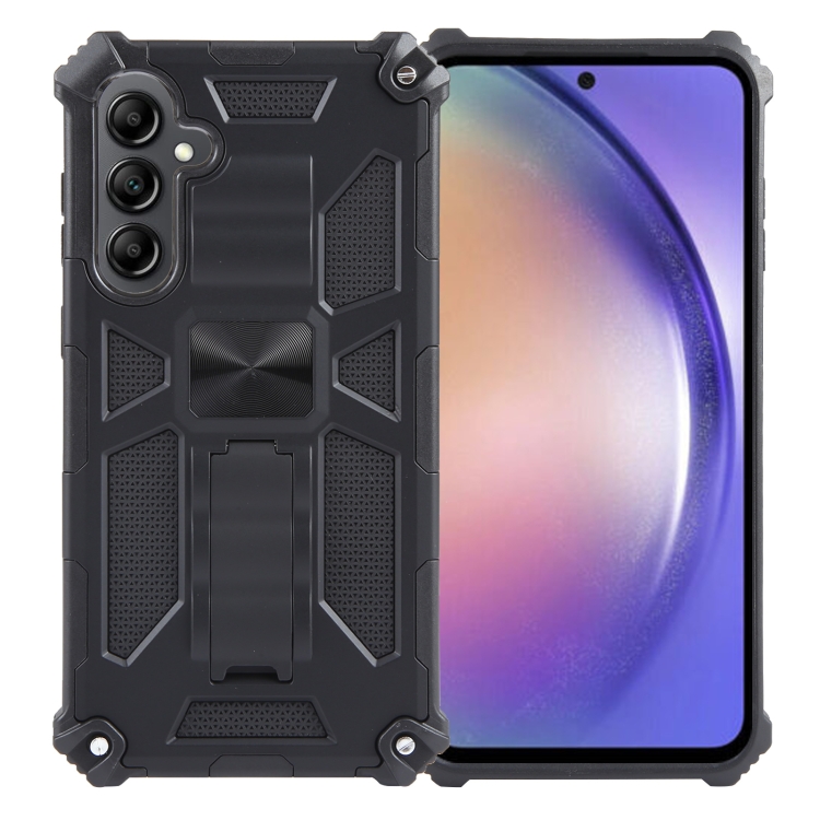 

For Samsung Galaxy A55 Armor Shockproof TPU + PC Magnetic Phone Case with Holder(Black)