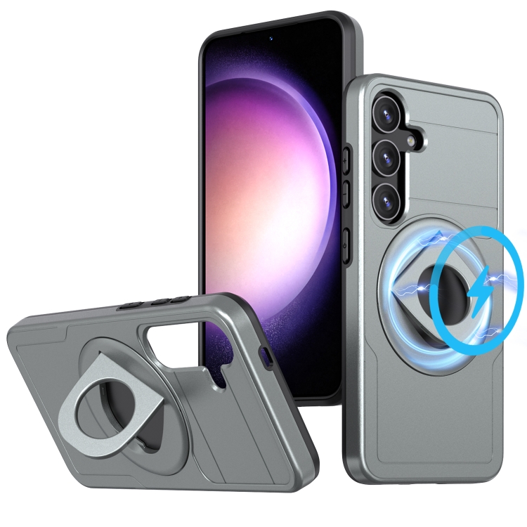 

For Samsung Galaxy S24+ 5G Armor MagSafe Ring Holder Phone Case(Titanium Grey)
