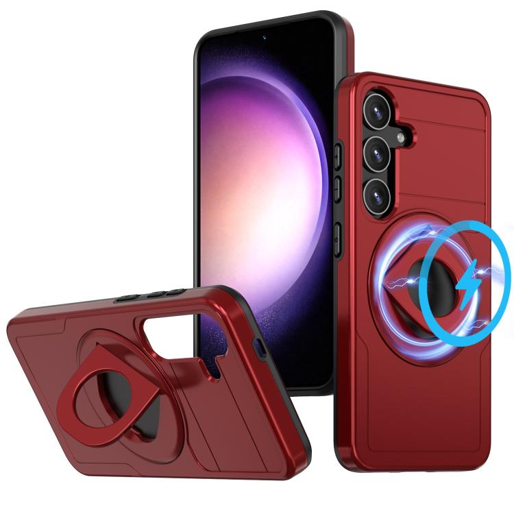 

For Samsung Galaxy S25+ 5G Armor MagSafe Ring Holder Phone Case(Red)