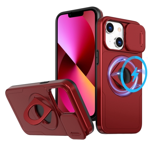 

For iPhone 13 Camshield MagSafe Ring Holder Armor Phone Case(Red)