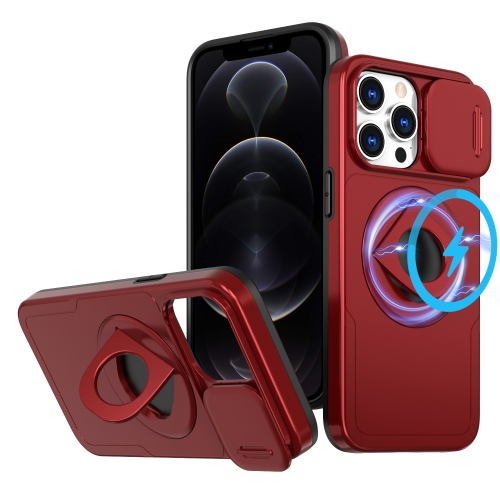 

For iPhone 12 Pro Max Camshield MagSafe Ring Holder Armor Phone Case(Red)