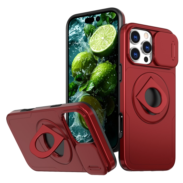 

For iPhone 16 Pro Camshield MagSafe Ring Holder Armor Phone Case(Red)