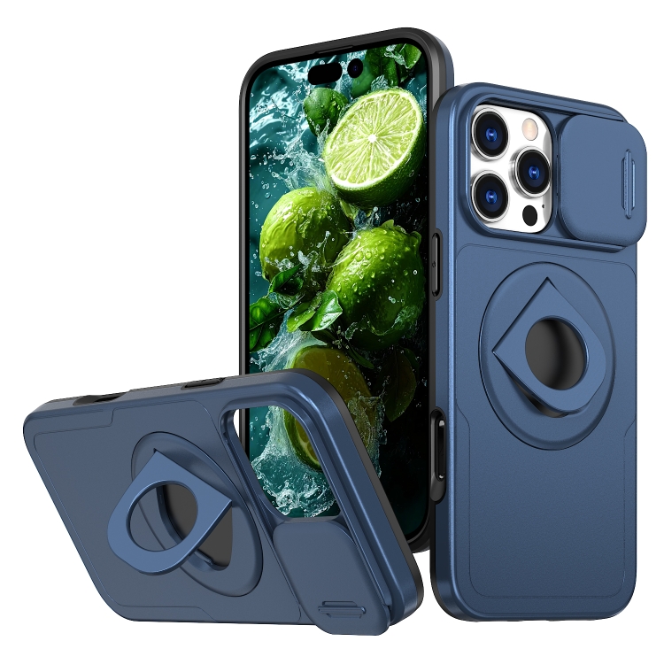

For iPhone 16 Pro Camshield MagSafe Ring Holder Armor Phone Case(Blue)