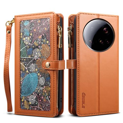 

For Xiaomi 15 Ultra ESEBLE Star Series Lanyard Zipper Wallet RFID Leather Phone Case(Brown)