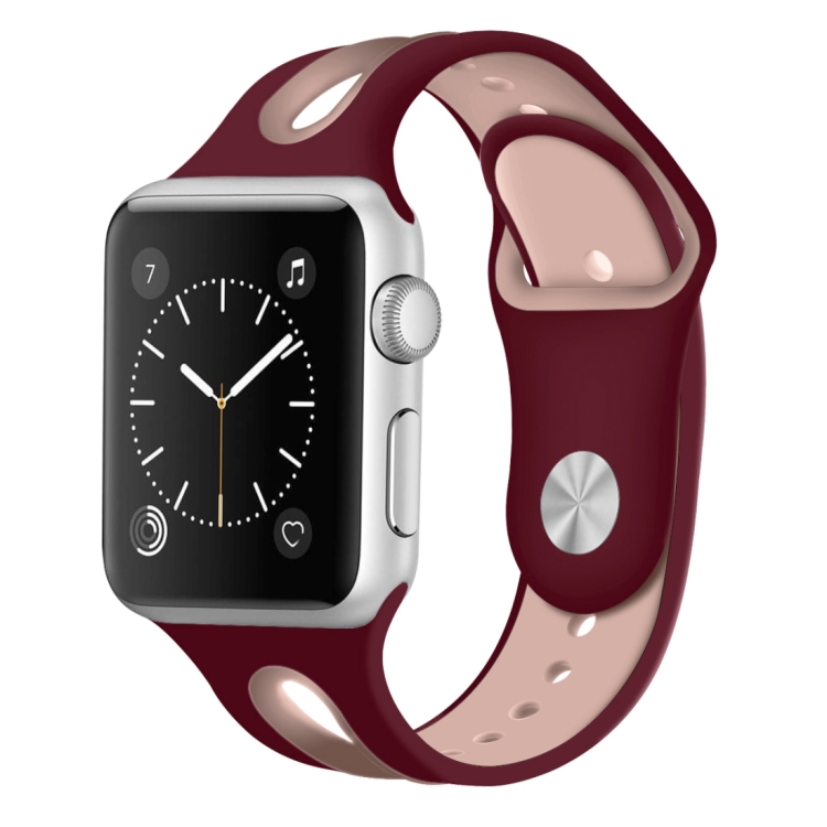 SUNSKY - Para Apple Watch Series 6 y SE y 5 y 4 40 mm / 3 y 2 y 1 Correa de  reloj abierta de silicona de dos tonos de 38 mm (rojo + rosa claro)