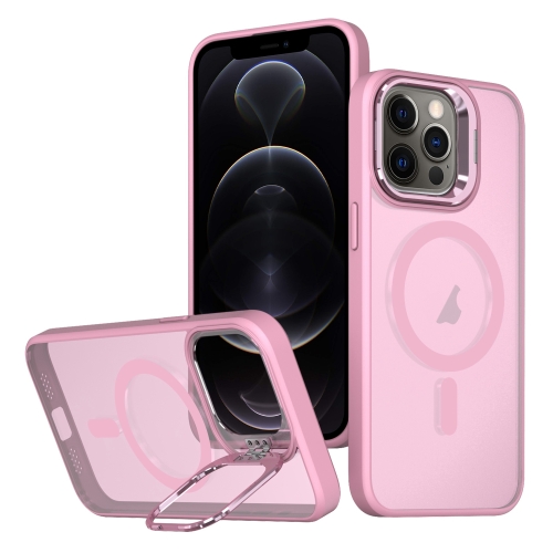 

For iPhone 12 Pro Metal Invisible Camera Holder MagSafe Magnetic Phone Case(Pink)