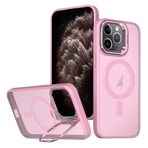For iPhone 11 Pro Max Metal Invisible Camera Holder MagSafe Magnetic Phone Case(Pink) for iphone 14 pro metal invisible camera holder magsafe magnetic phone case pink