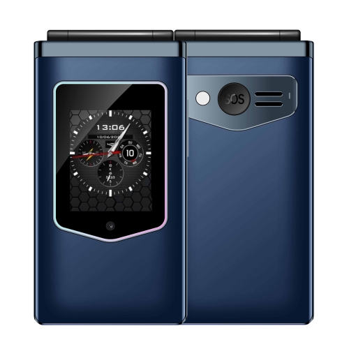 

HAMTOD T8 4G Flip Phone, US Version, 2.8 inch + 1.77 inch, VoLTE, BT, SOS, OTG(Navy Blue)