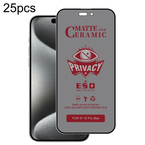 

For iPhone 15 Pro Max 25pcs Full Coverage Frosted Privacy Ceramic Film