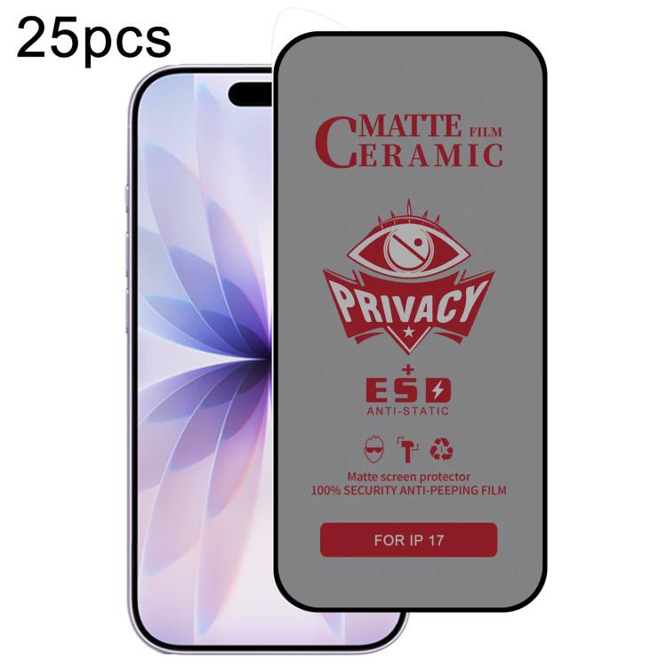 

For iPhone 17 25pcs Full Coverage Frosted Privacy Ceramic Film