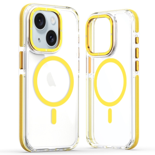 

For iPhone 14 Dual-Color Clear Acrylic Hybrid TPU MagSafe Phone Case(Yellow)