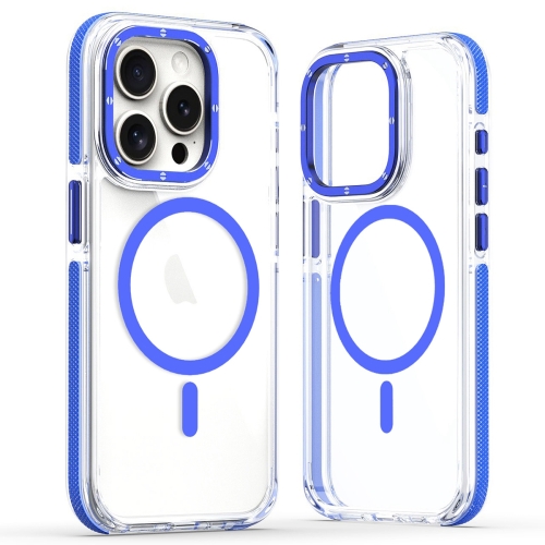 

For iPhone 14 Pro Max Dual-Color Clear Acrylic Hybrid TPU MagSafe Phone Case(Blue)