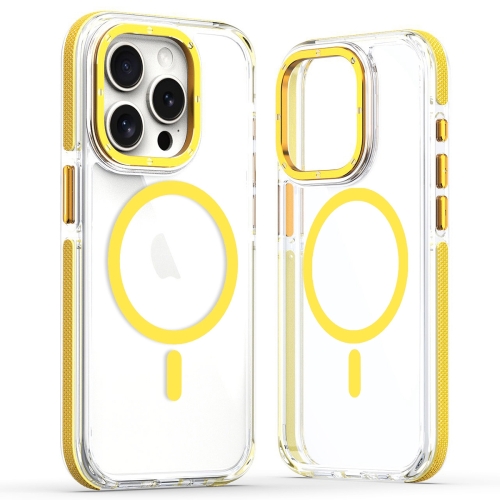 

For iPhone 13 Pro Max Dual-Color Clear Acrylic Hybrid TPU MagSafe Phone Case(Yellow)