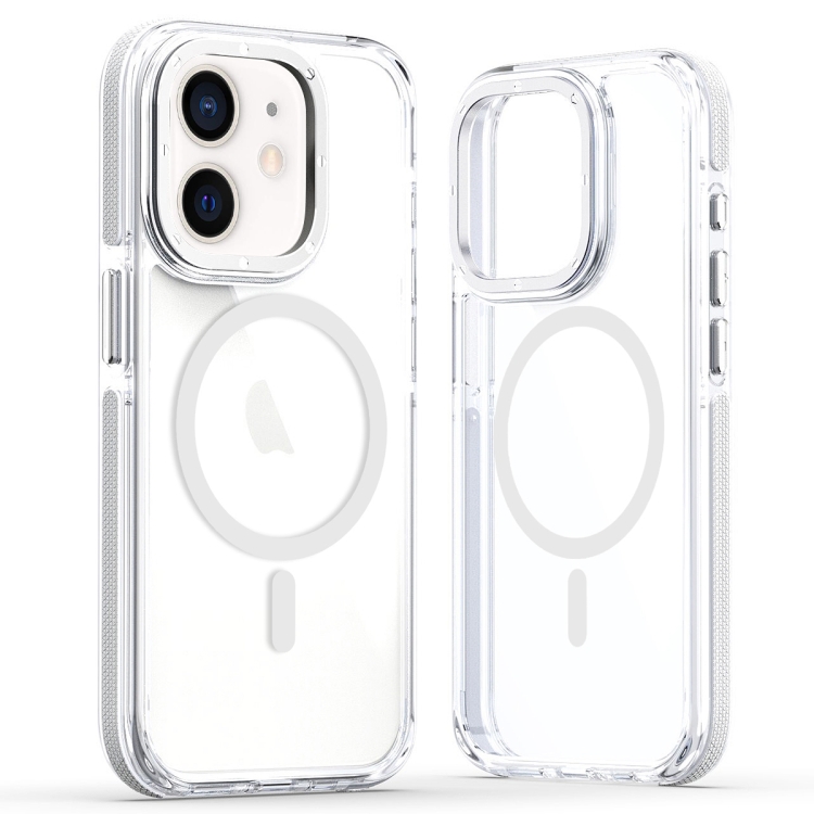 

For iPhone 12 Dual-Color Clear Acrylic Hybrid TPU MagSafe Phone Case(Transparent)