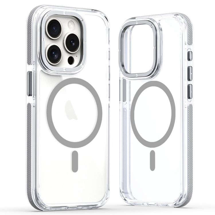 

For iPhone 11 Pro Max Dual-Color Clear Acrylic Hybrid TPU MagSafe Phone Case(Grey)