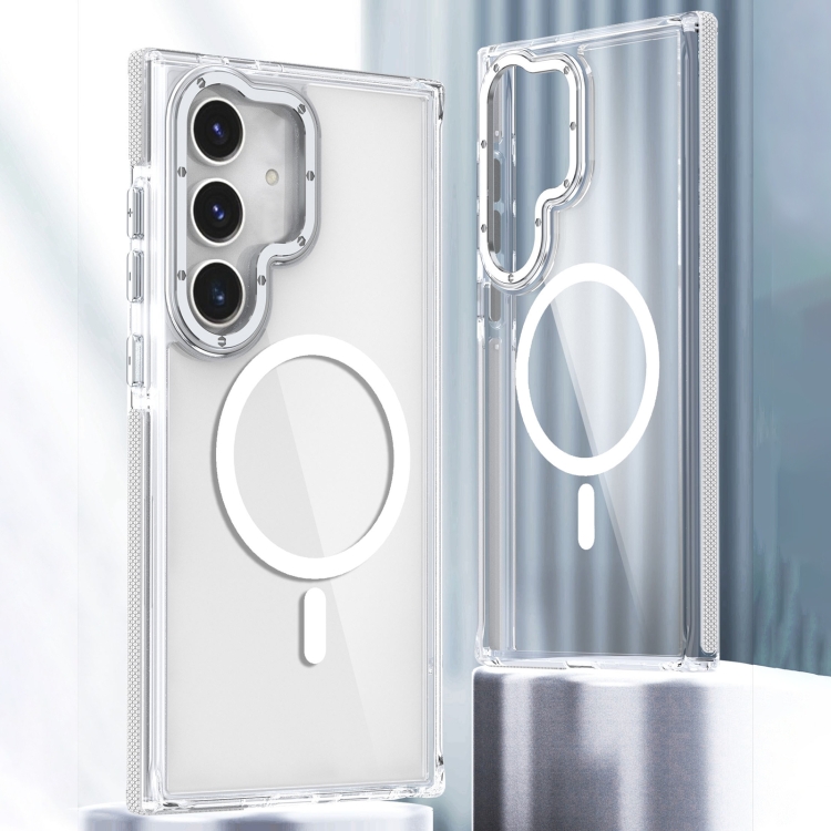 

For Samsung Galaxy S24+ 5G Dual-Color Clear Acrylic Hybrid TPU MagSafe Phone Case(Transparent)