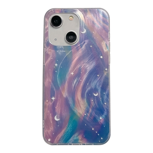 For iPhone 14 Plus Dual-Layer Gradient Dream Starry Acrylic Hybrid TPU Phone Case(Blue Purple)