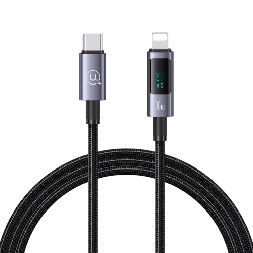 

USAMS US-SJ672 Type-C To 8 Pin 30W Fast Charge Digital Display Data Cable, Length: 1.2m(Black)