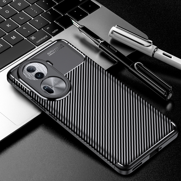 

For OPPO Reno11 Global Carbon Fiber Texture Shockproof TPU Phone Case(Black)