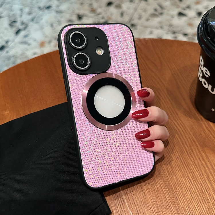 

For iPhone 12 Glitter Sticky PC Hybrid TPU Magnetic Phone Case(Pink)