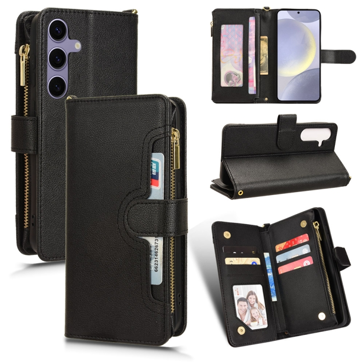

For Samsung Galaxy S24 5G Litchi Texture Zipper Leather Phone Case(Black)