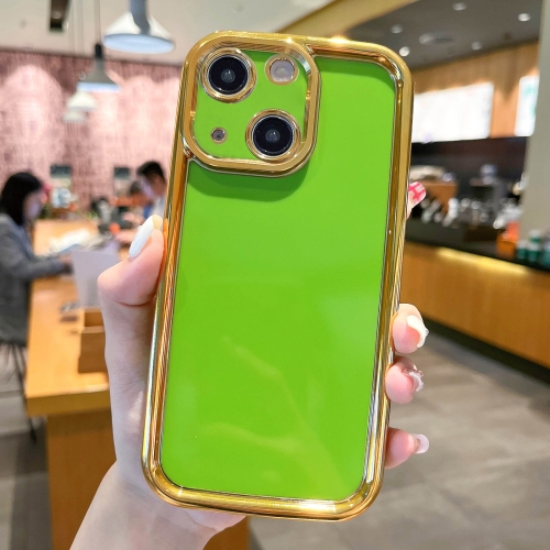 

For iPhone 15 Plating Emery PC Hybrid Silicone Phone Case(Green)