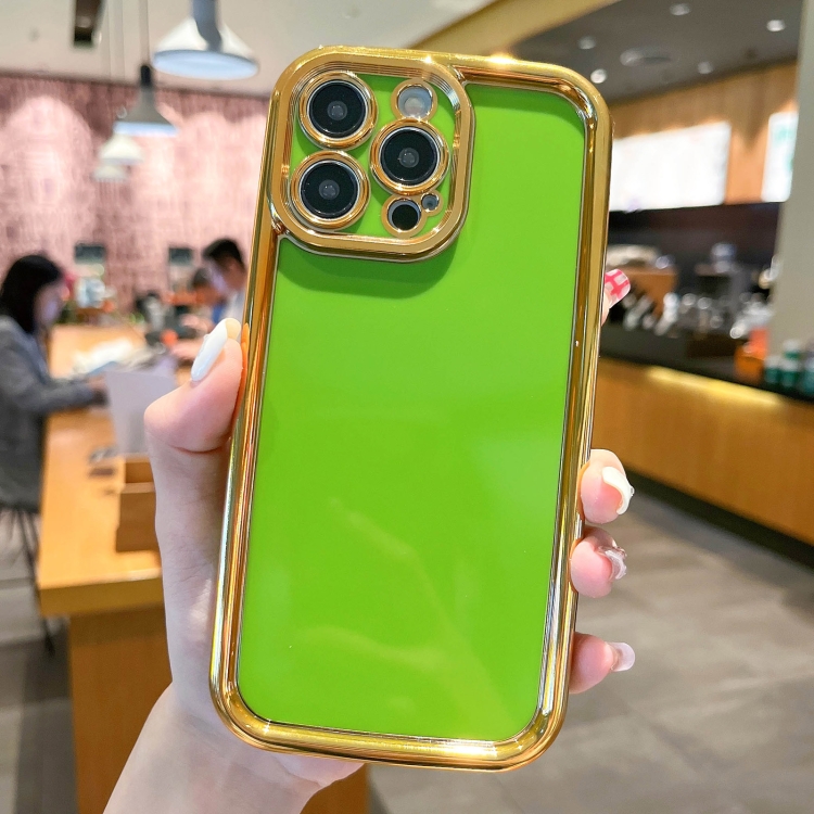 

For iPhone 14 Pro Plating Emery PC Hybrid Silicone Phone Case(Green)