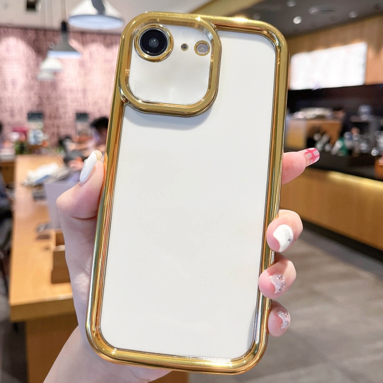 

For iPhone 7 / 8 / SE 2022 Plating Emery PC Hybrid Silicone Phone Case(White)