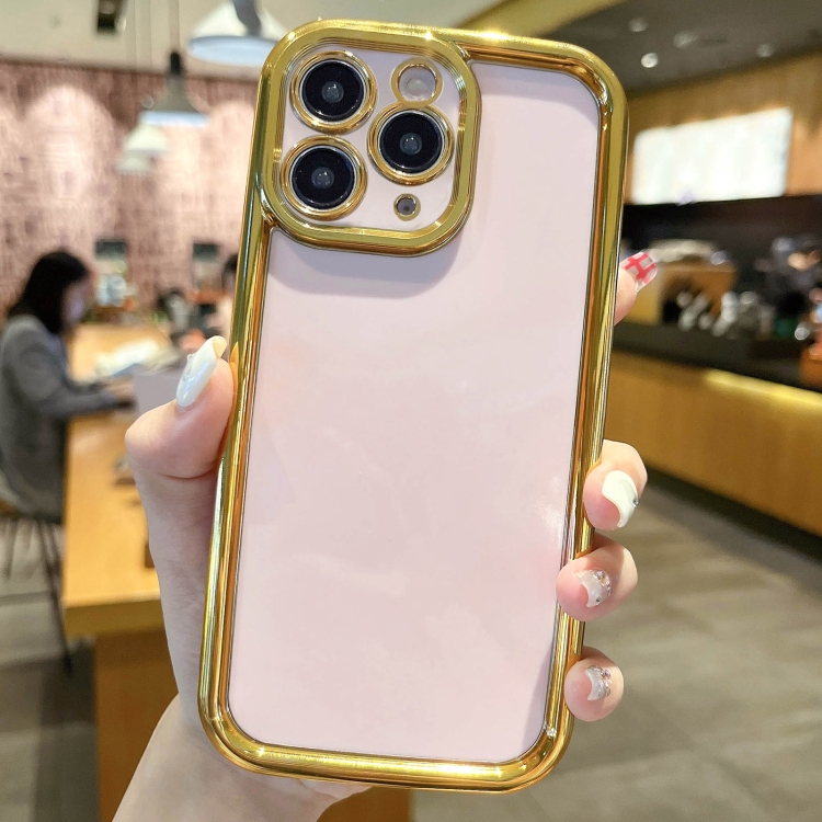 

For iPhone 11 Pro Max Plating Emery PC Hybrid Silicone Phone Case(Pink)