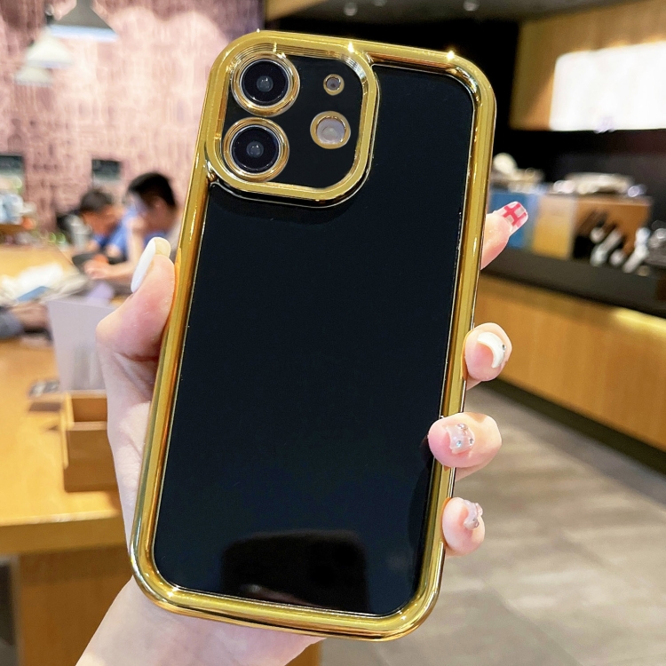 

For iPhone 11 Plating Emery PC Hybrid Silicone Phone Case(Black)