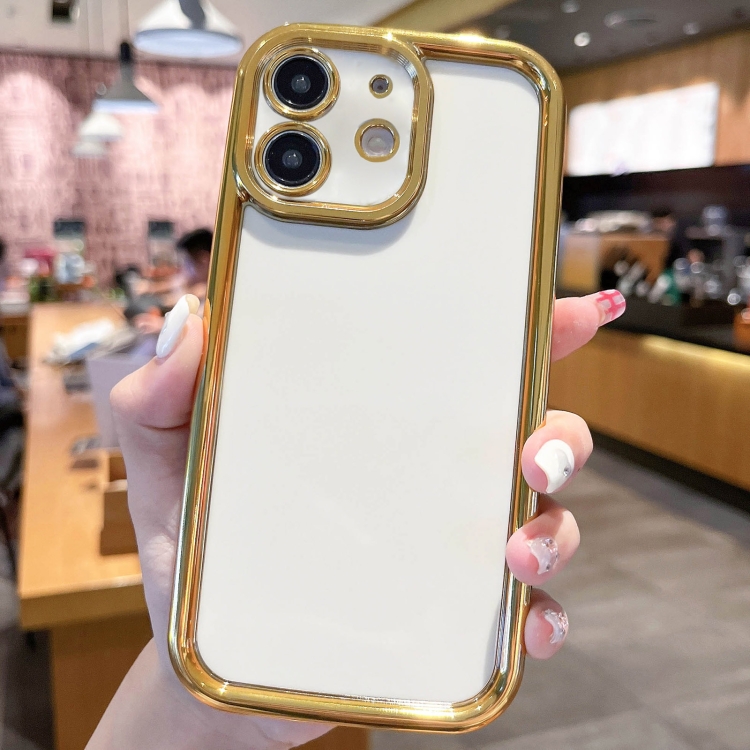 

For iPhone 11 Plating Emery PC Hybrid Silicone Phone Case(White)
