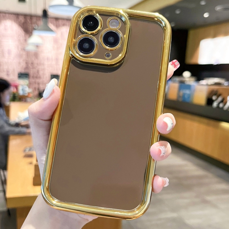 

For iPhone 11 Pro Plating Emery PC Hybrid Silicone Phone Case(Brown)