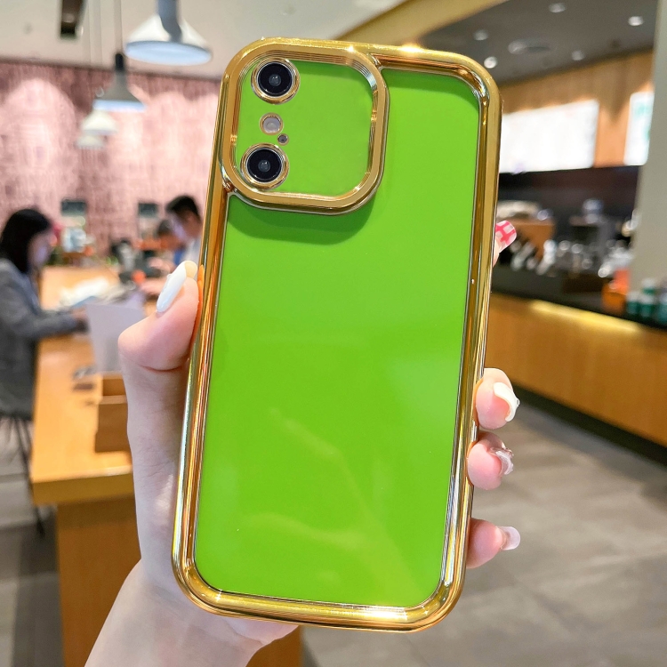 

For iPhone X / XS Plating Emery PC Hybrid Silicone Phone Case(Green)
