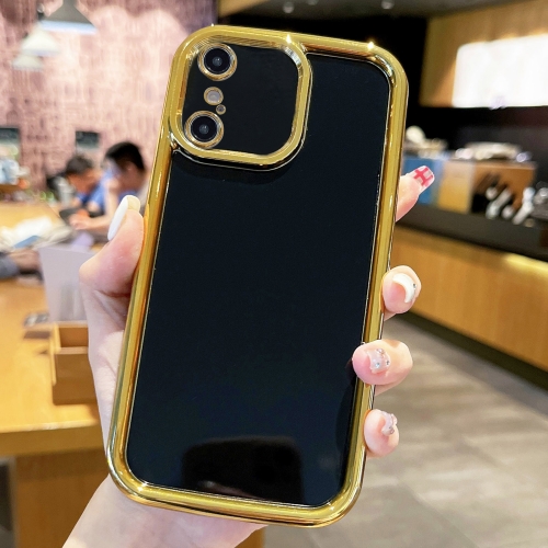 

For iPhone XS Max Plating Emery PC Hybrid Silicone Phone Case(Black)