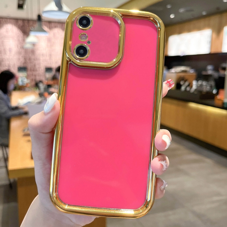 

For iPhone XS Max Plating Emery PC Hybrid Silicone Phone Case(Rose Red)